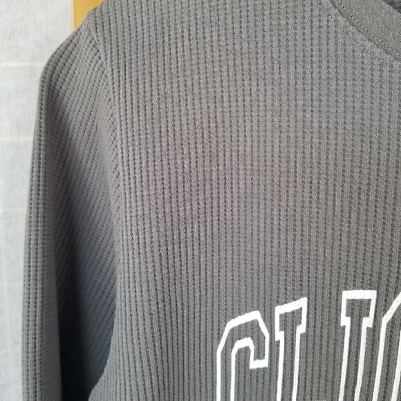 Men's Fan Joy Waffle Texture Long Sleeve T-Shirt Gray Clickbait Size 2XL - Picture 5 of 7